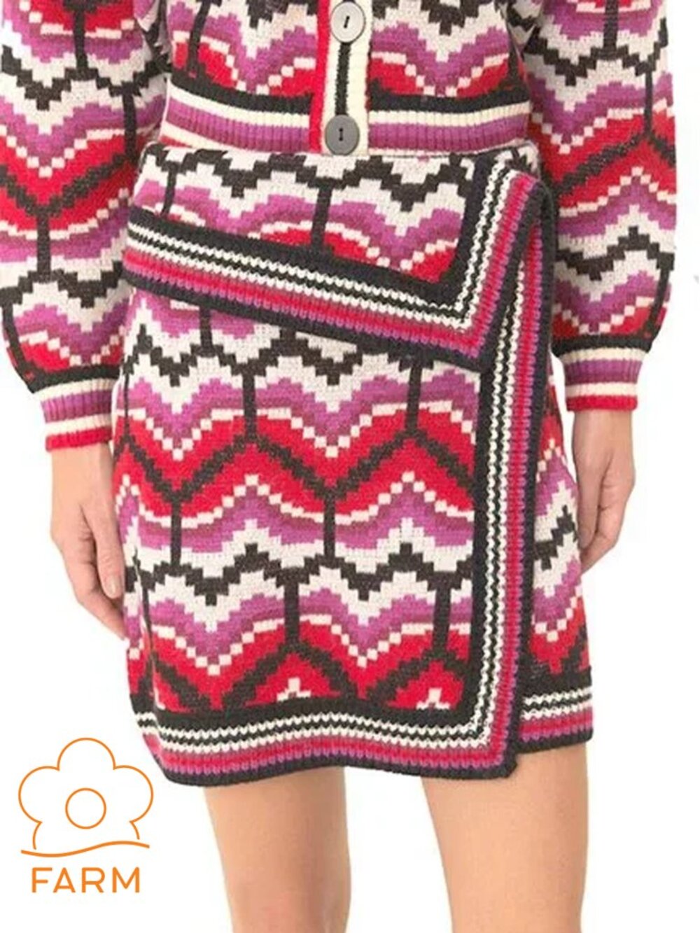 FARM RIO Multicolor Ombre Heart Knit Skirt